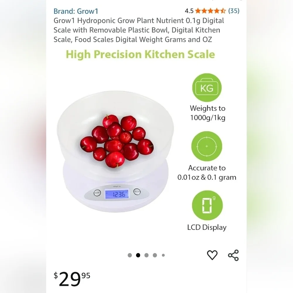 Grow1 Digital Food Herb Nutrient Scale. Weight Grams Ounces Kitchen Tool.